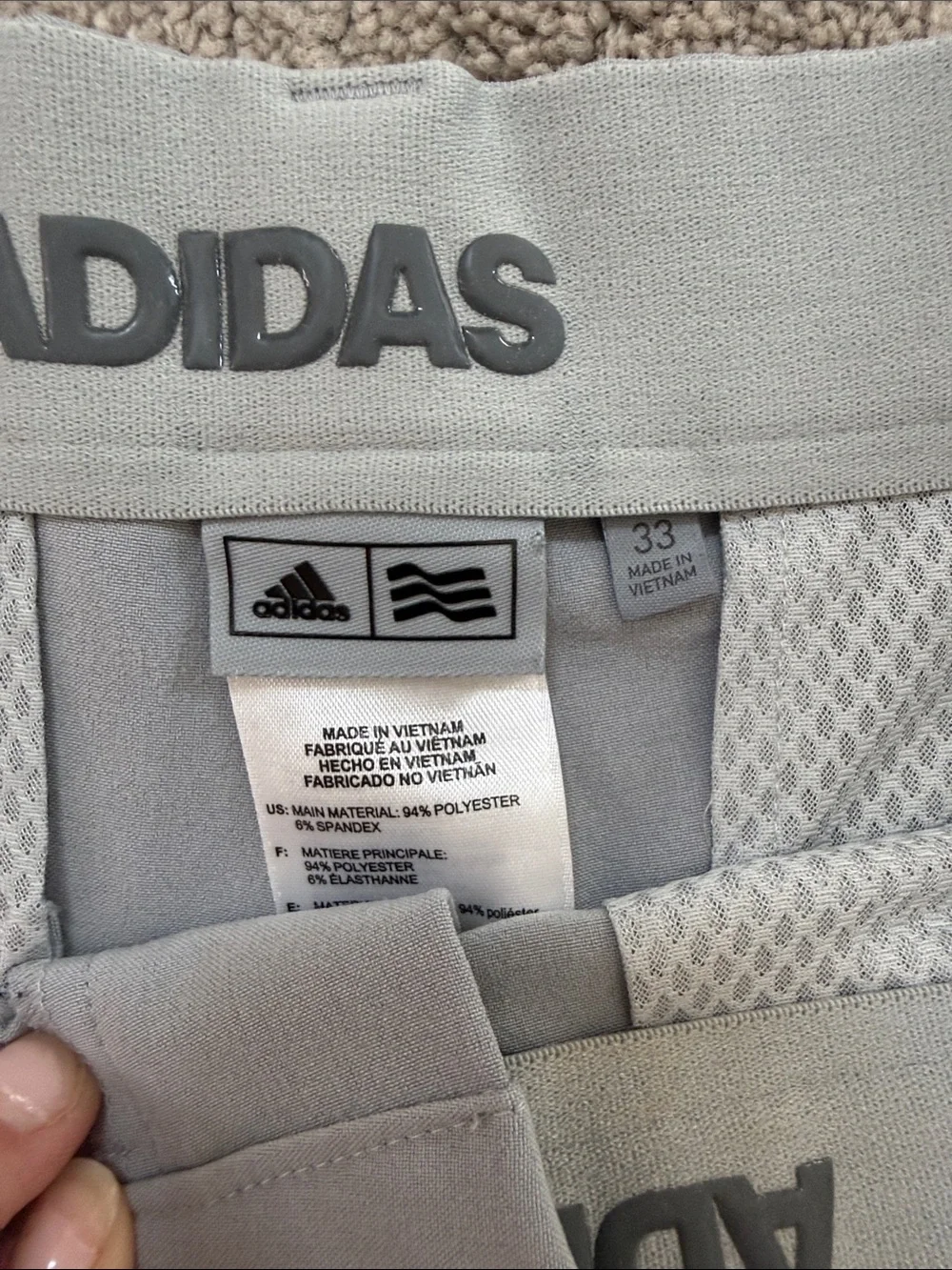 adidas Light Gray Men's Flat-Front Performance Shorts